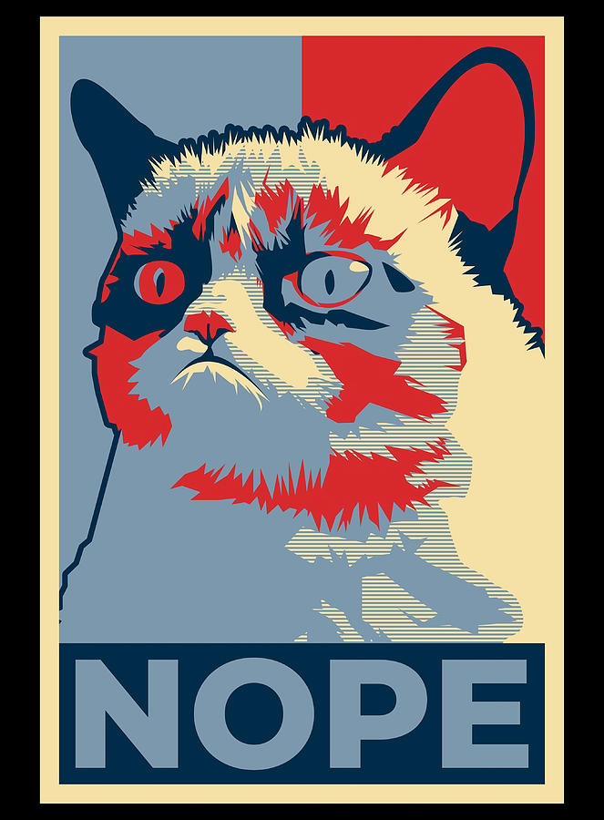 Nope Cat Meme Poster love Painting by Harvey Stevens | Fine Art America