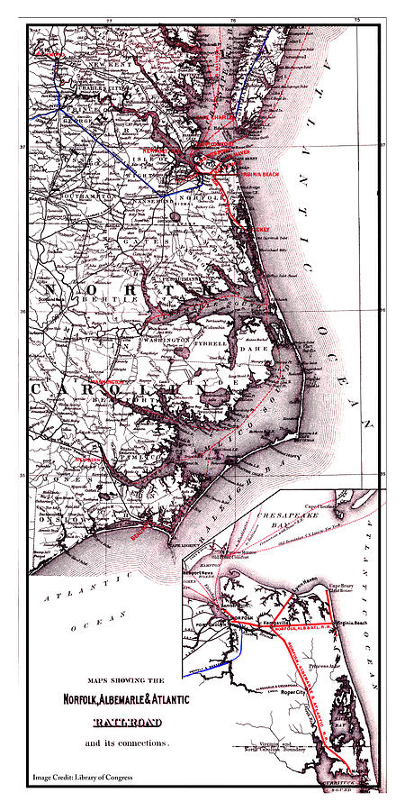 Norfolk, Albemarle, and Atlantic Railroad 1891 Digital Art by Chuck Mountain