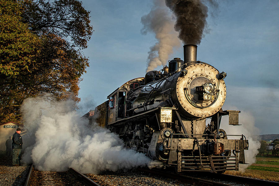 Norfolk and Western 475 at Groffs Siding Strasburg PA Photograph by Jim Pearson