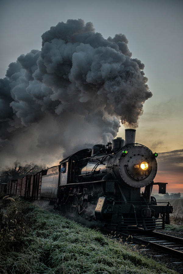 Norfolk and Western 475 heads west on the Strasburg Railroad at dawn Photograph by Jim Pearson