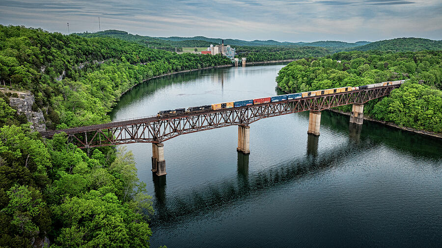 Norfolk Southern 168 crosses over the Cumberland River Bridge at ...