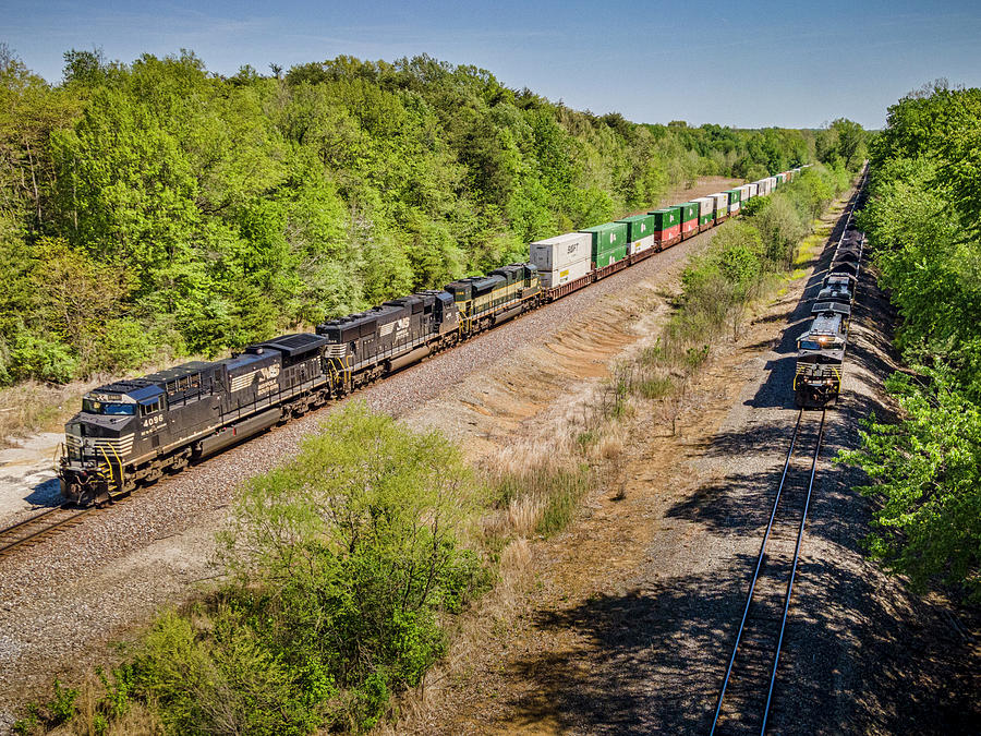 Norfolk Southern meet at Winslow Indiana Photograph by Jim Pearson