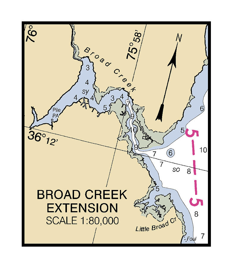 Norfolk to Albemarle Sound Broad Creek Extension, NOAA Chart 12206_7 Digital Art by Nautical Chartworks