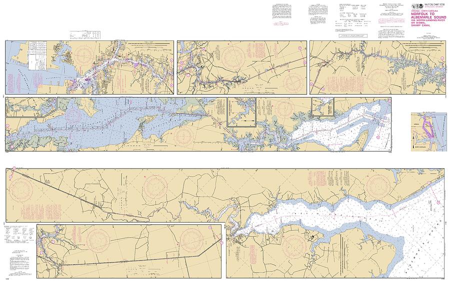 Norfolk to Albemarle Sound via North Landing River or Dismal Swamp, NOAA Chart 12206 Digital Art by Nautical Chartworks