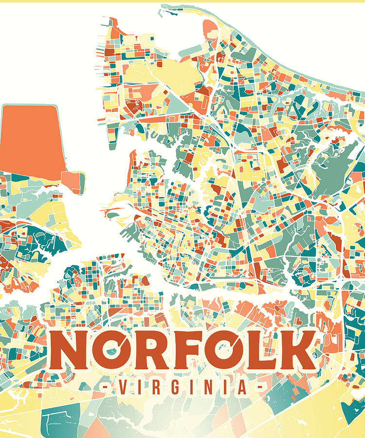 Norfolk US map Digital Art by Alexandru Chirila - Fine Art America