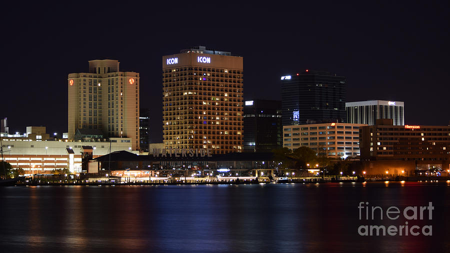 Norfolk, Virginia at night Photograph by Ben Schumin - Fine Art America