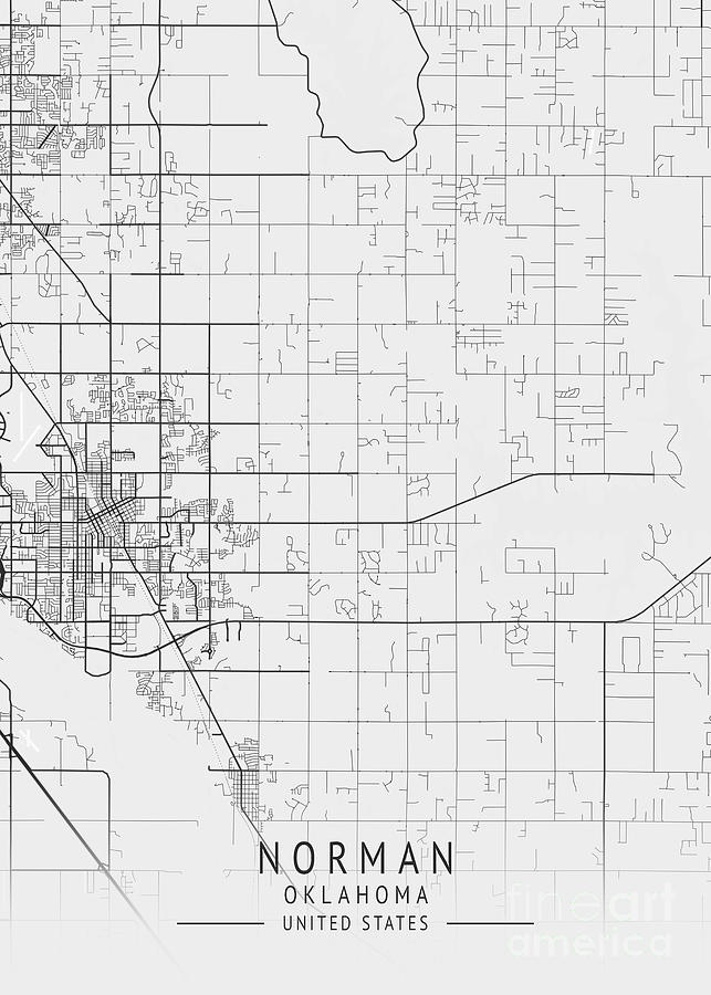 Norman Oklahoma Us Gray City Map Digital Art By Tien Stencil Fine Art America 9238