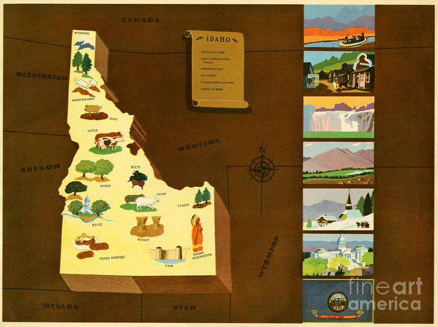 Norman Reeves - Idaho - Pageant of the States - 1938 Digital Art by Vintage Map