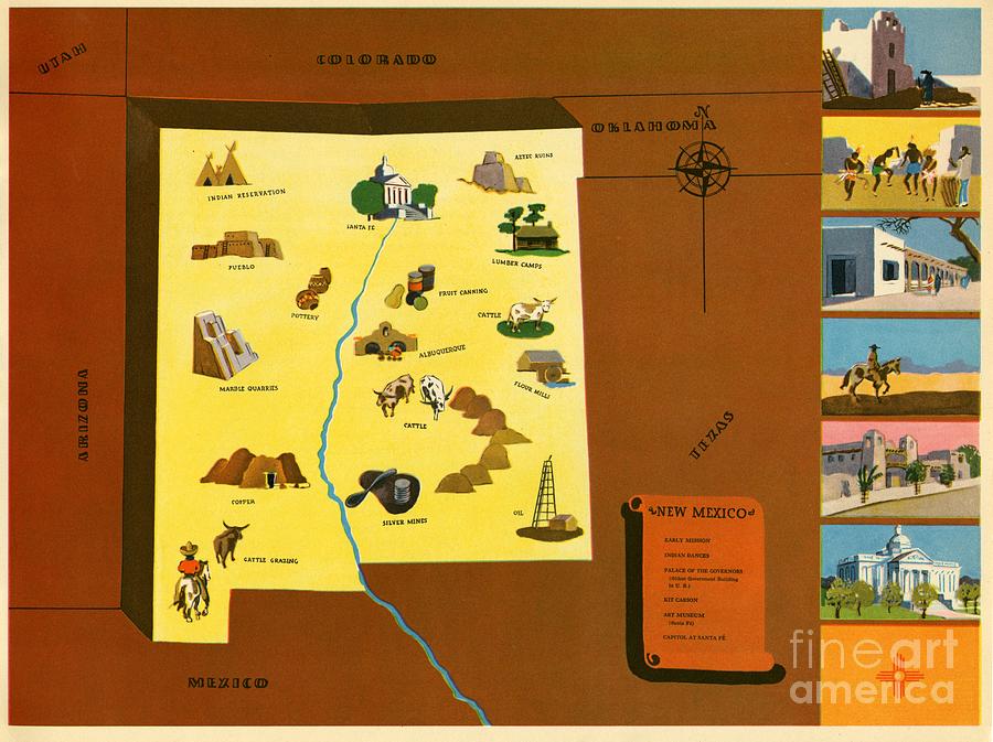 Norman Reeves - New Mexico - Pageant of the States - 1938 Digital Art by Vintage Map