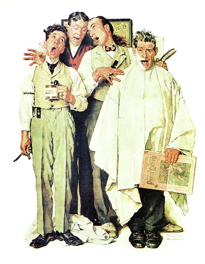 Norman Rockwell Barbershop Quartet 1936 Portrait Painting by Olde Time Mercantile