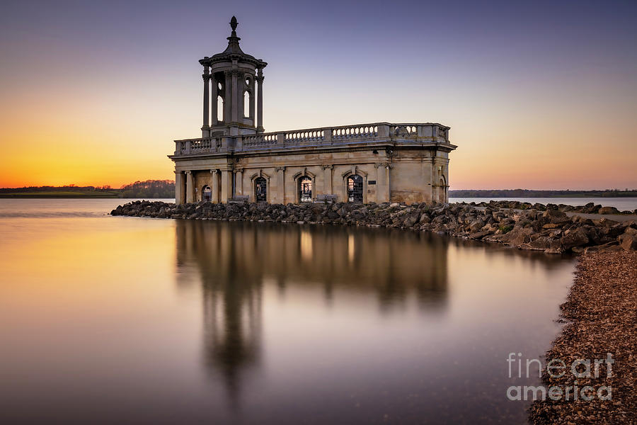 Normanton Church Reflections at Sunset, Rutland Water, Rutland, England Photograph by Neale And Judith Clark