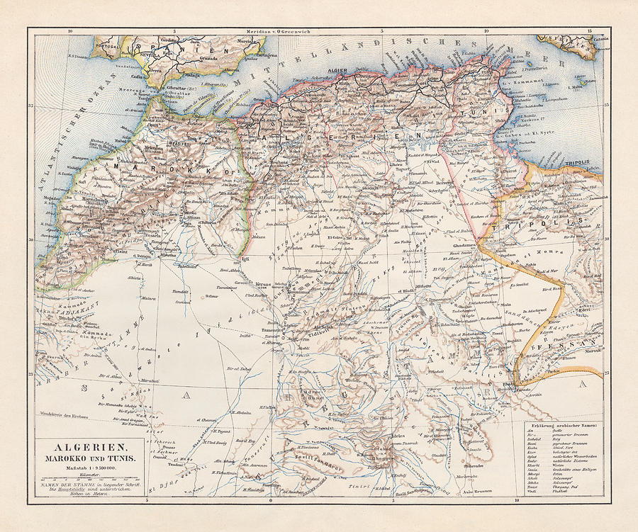 North Africa: Algeria, Morocco and Tunisia, lithograph, published in 1897 Drawing by Zu_09