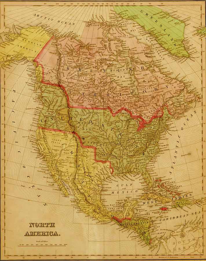 North America 1844 Drawing by Vintage Maps - Fine Art America