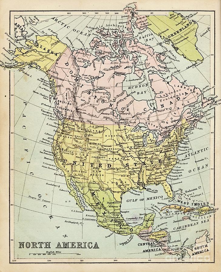 North America Map 1880 Photograph by Select Photos