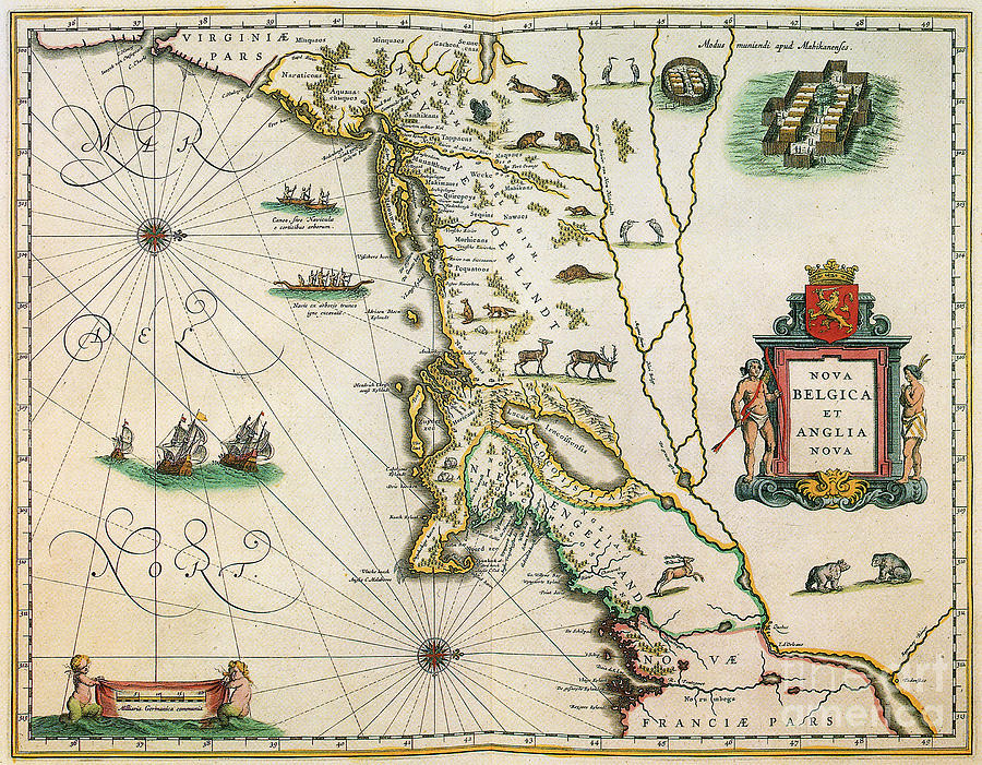 North America Map, c1635 Drawing by Willem Blaeu