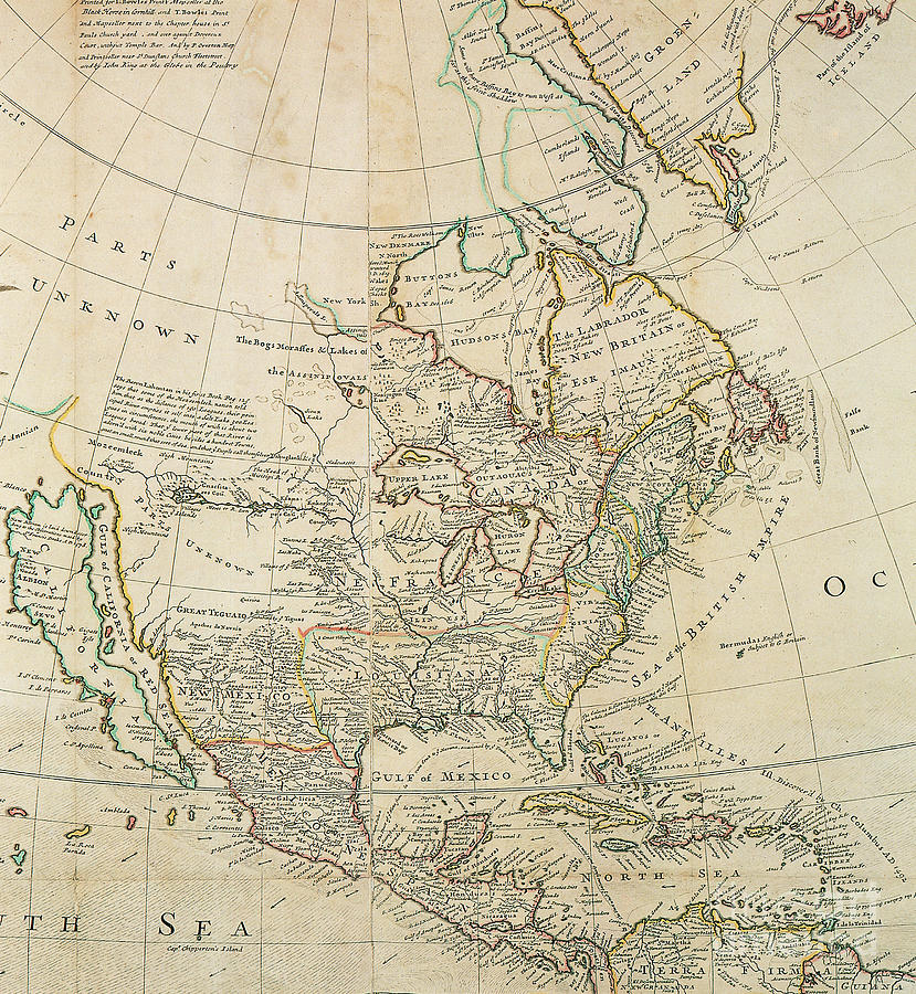 North America Map, c1710 Drawing by Herman Moll