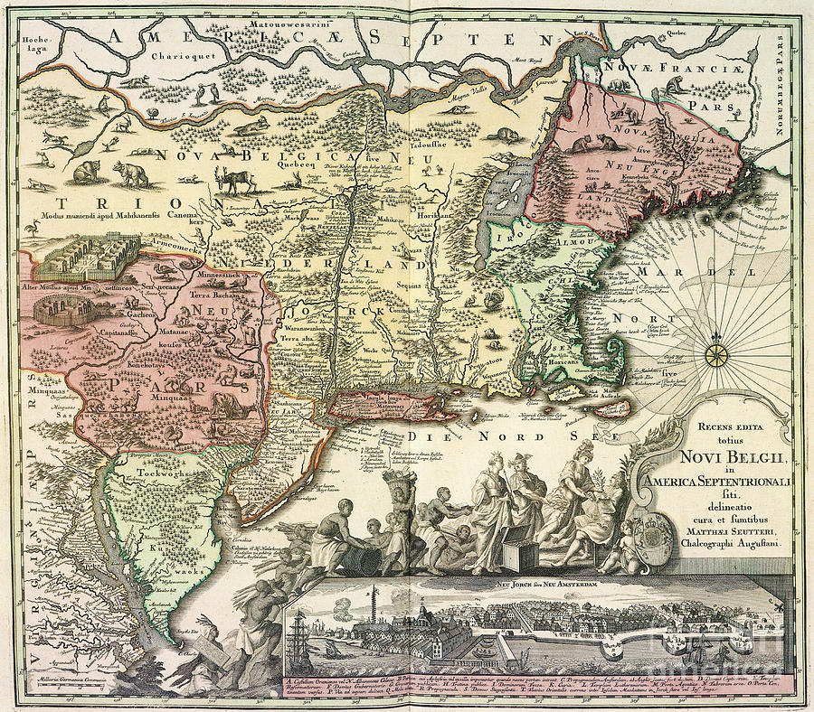 North America Map, c1728 Drawing by M Seutter