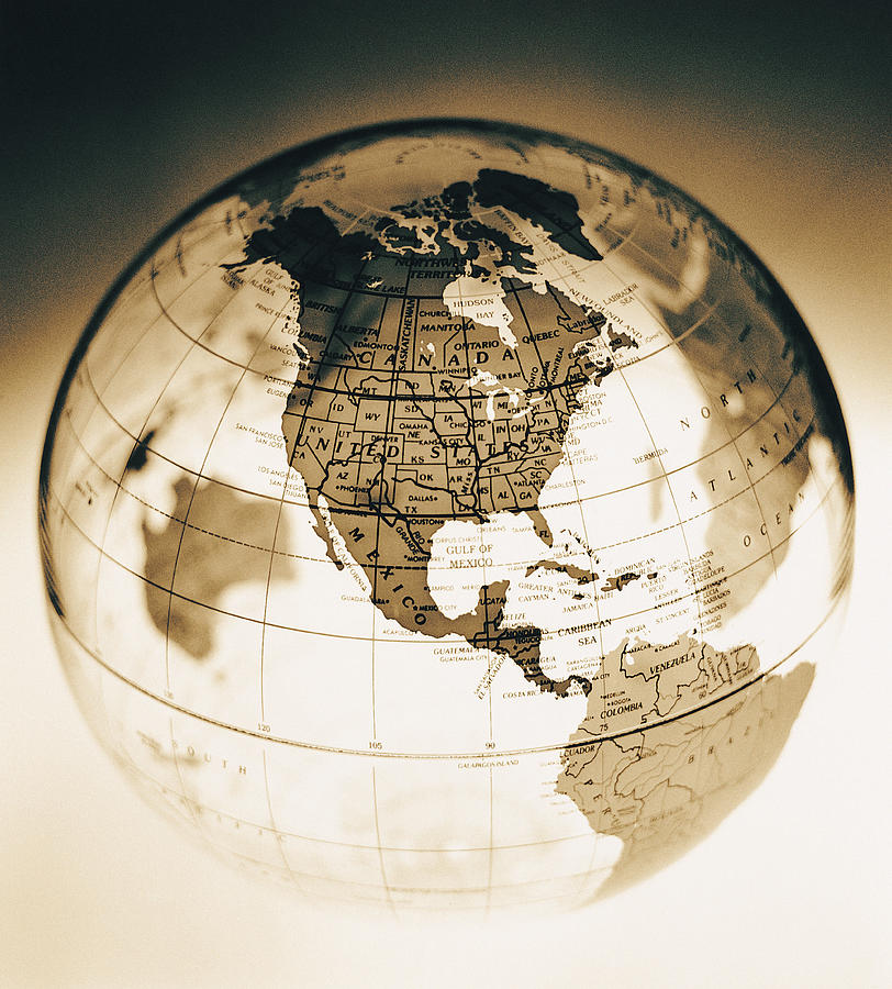 North America on translucent globe Photograph by Photodisc