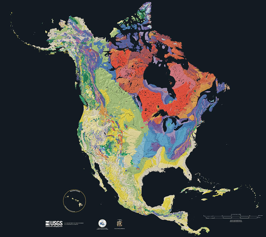 Abstract Digital Art - North America Tapestry of Time and Terrain by Usgs