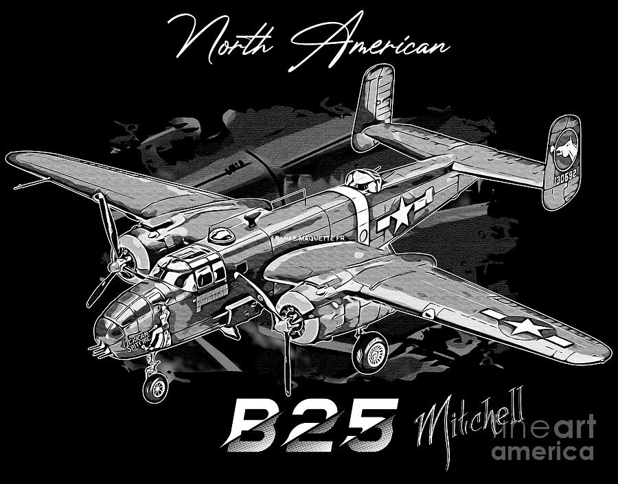 North American B-25 Mitchell Vintage Military Aircraft Digital Art By ...