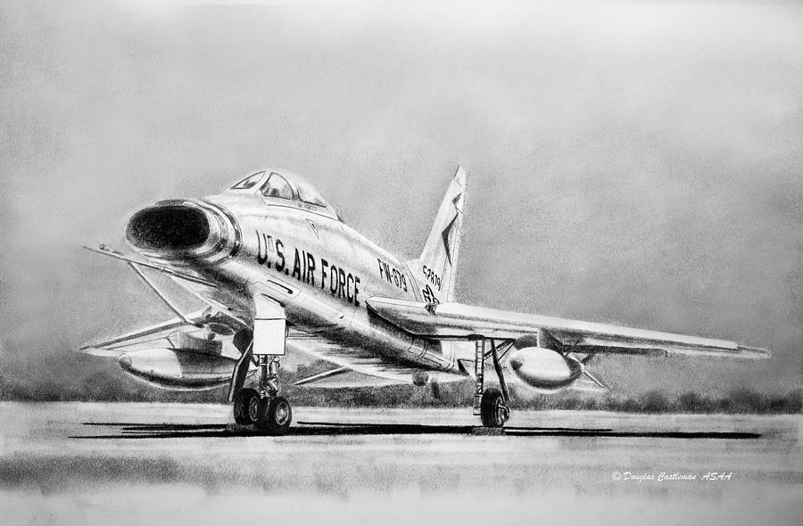 North American F-100 Super Sabre Drawing by Douglas Castleman