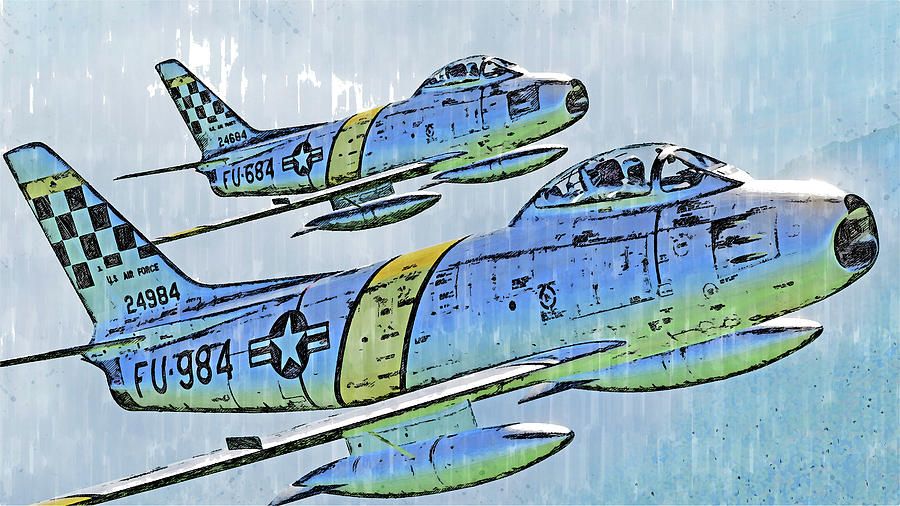 North American F-86 Sabre - 01 Painting by AM FineArtPrints