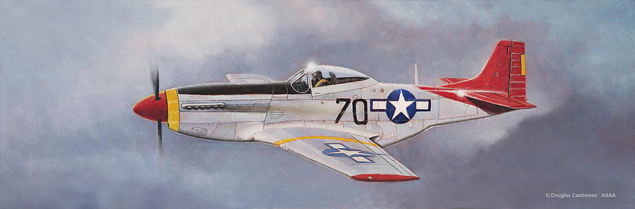 North American P-51D Mustang Red Tails Painting by Douglas Castleman