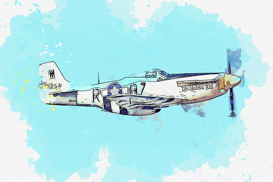 North American P- D Mustang Louisiana Kid N Usaaf Antique - Classic Aircraft - Classic War Birds - P Painting
