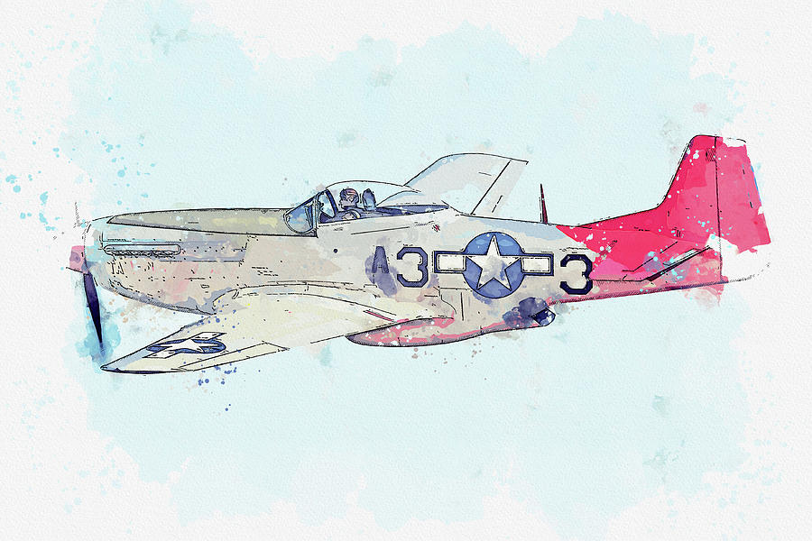North American P D Mustang Tall In The Saddle USAF G-SIJJ Antique - Classic Aircraft - Classic War B Painting by Celestial Images