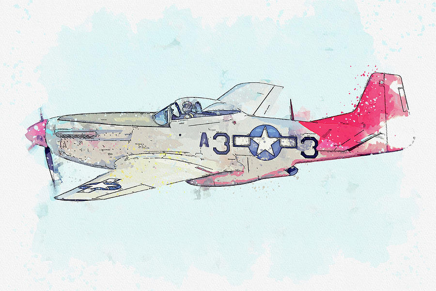 North American P D Mustang Tall In The Saddle USAf G-SIJJ Vintage Aircraft - Classic War Birds - Pla Painting by Celestial Images