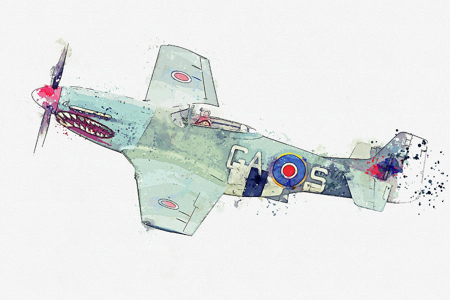 North American PD Mustang Shark G-SHWN KH Antique - Classic Aircraft - Classic War Birds - Planes wa Painting by Celestial Images