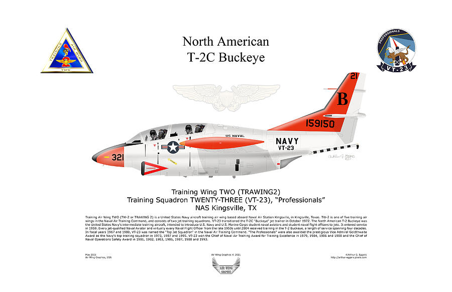 North American Digital Art - North American T-2C Buckeye by Arthur Eggers