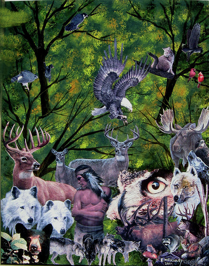 North American Wildlife Collage Mixed Media by Carl McKinley