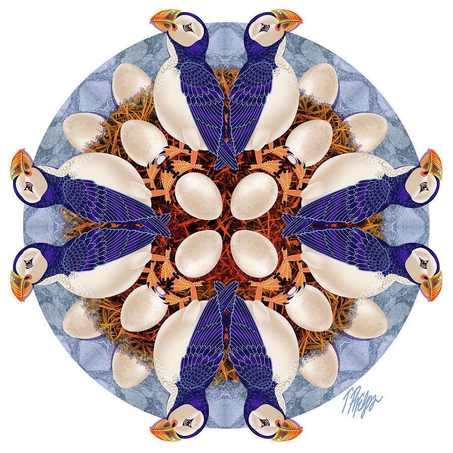 North Atlantic Puffin Nature Mandala Digital Art by Tim Phelps