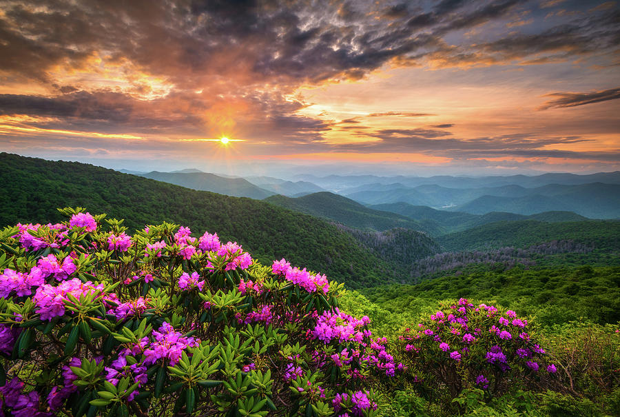 North Carolina Appalachian Mountains Blue Ridge Parkway Sunset Landscape Asheville Nc Photograph