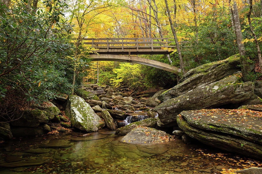 North Carolina Blue Ridge Mountains Bridge And Stream Photograph