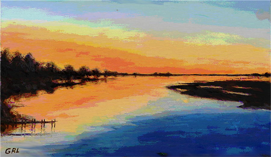 North Carolina Emerald Isle Sunrise Original Digital Art Painting by G Linsenmayer