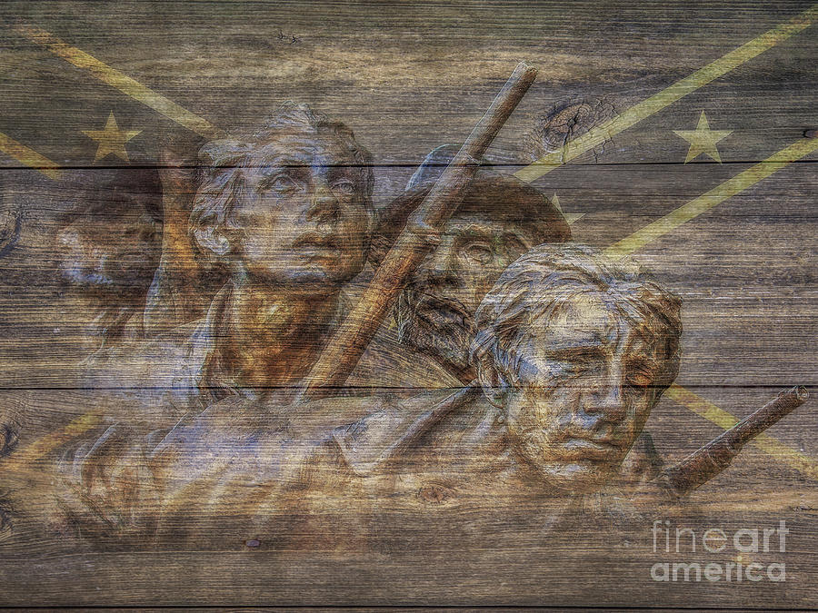 North Carolina Gettysburg Rebel Flag on Wood Digital Art by Randy Steele