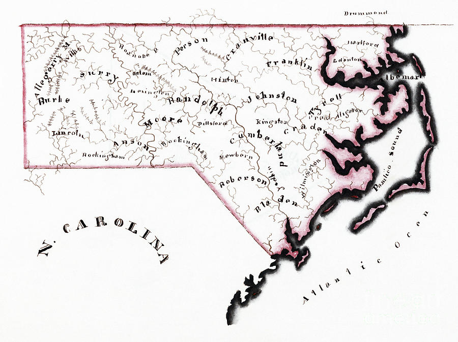 North Carolina Map, 1819 Drawing by Harriet Baker
