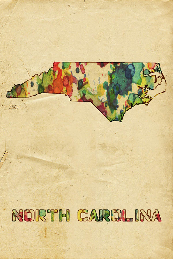 North Carolina Map Poster Watercolor Painting by Beautify My Walls