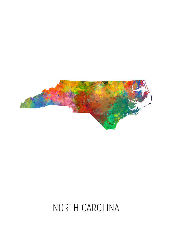 North Carolina Watercolor Map #98 Digital Art by Michael Tompsett