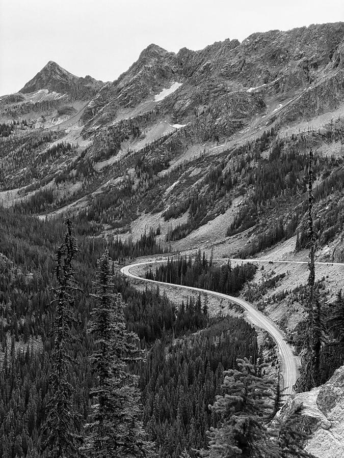 North Cascade Highway bw Photograph by Jerry Abbott