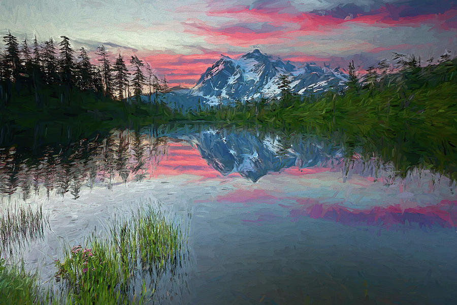 North Cascades Artists Point Lake Digital Art by Jon Glaser