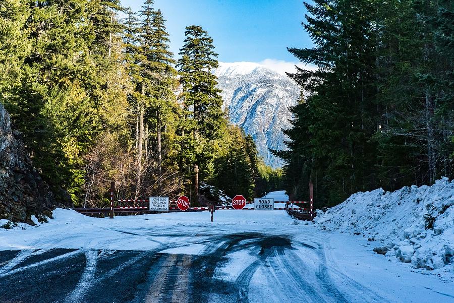 North Cascades Highway Winter Gate Photograph by Tom Cochran