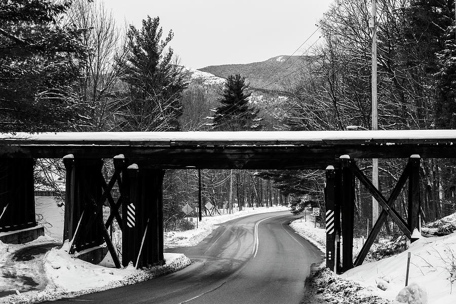 North Conway New Hampshire Train Tracks Black and White Photograph by Toby McGuire