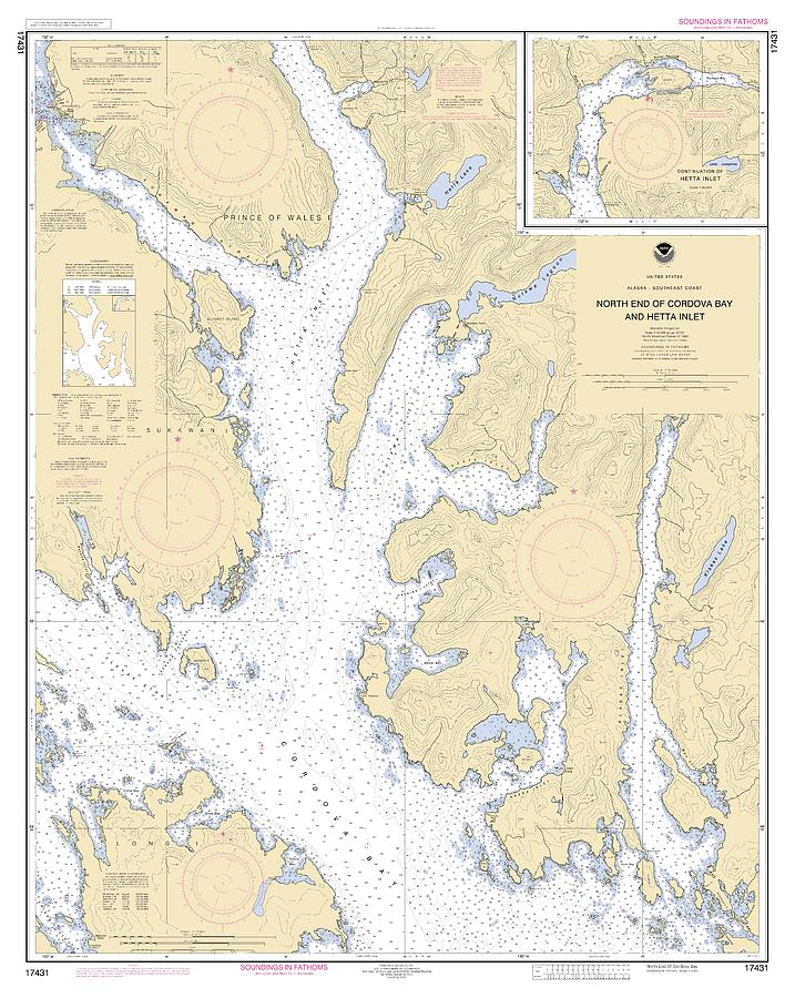 North End Of Cordova Bay And Hetta Island, Noaa Chart 17431 Digital Art ...