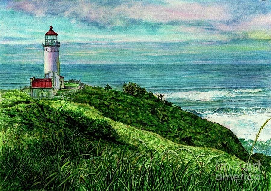 North Head Lighthouse and Beyond Painting by Cynthia Pride