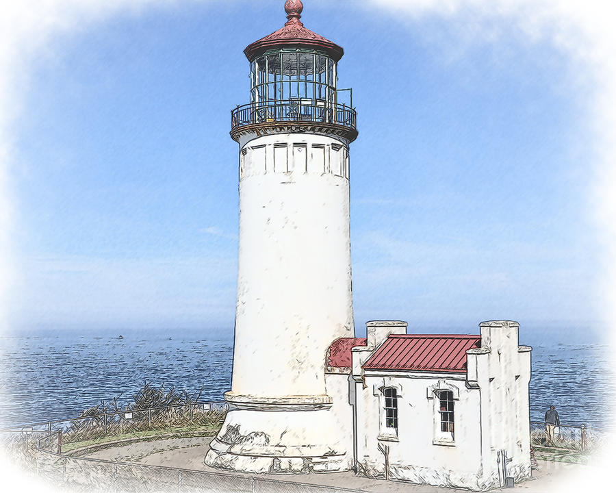 North Head Lighthouse In Watercolor Digital Art by Kirt Tisdale
