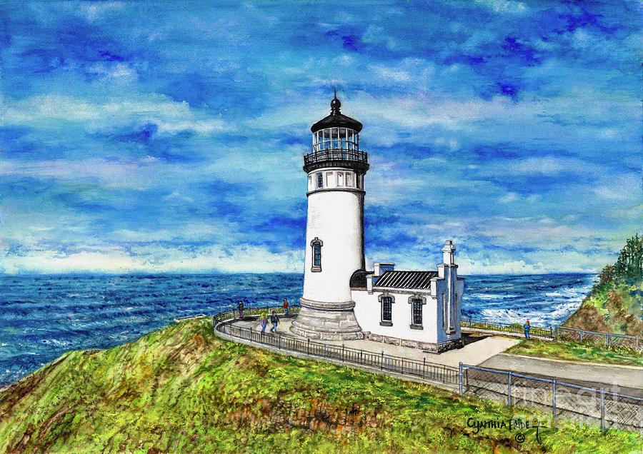 North Head Lighthouse, Wa. Looking North Painting by Cynthia Pride