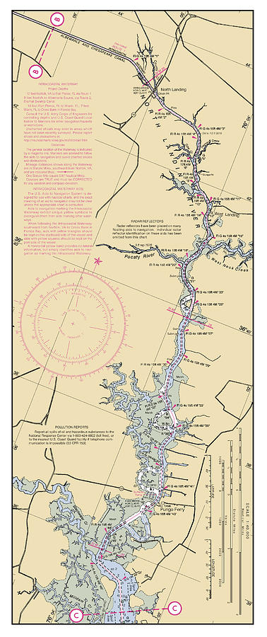 Norfolk to Albemarle Sound North Landing River Route 1, NOAA Chart 11206_3 Digital Art by Nautical Chartworks